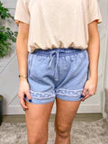 Denim Stars Shorts with Waist Tie-Shorts-Grace & Emma-Stella Violet Boutique in Arvada, Colorado