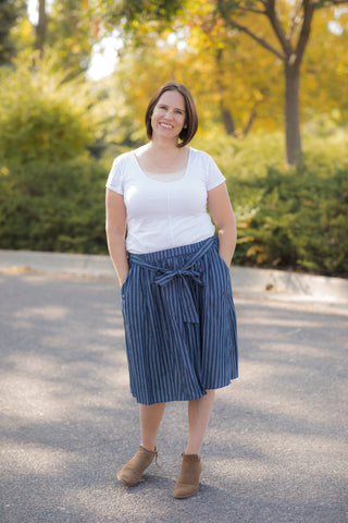 Harper Striped Tie Skirt-Bottoms-Mikarose-Stella Violet Boutique in Arvada, Colorado