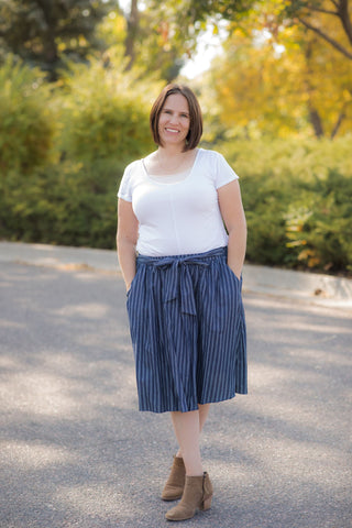 Harper Striped Tie Skirt-Bottoms-Mikarose-Stella Violet Boutique in Arvada, Colorado