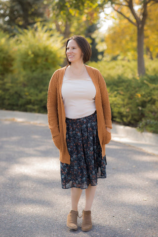 Olivia Full Chiffon Skirt-Navy Floral Rust-Dress-Mikarose-Stella Violet Boutique in Arvada, Colorado