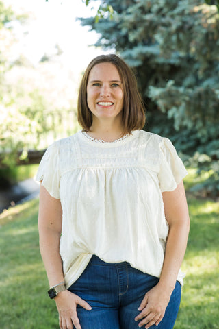 Swiss Dot Ruffle Sleeve Blouse-Shirts & Tops-Mine - Blu Pepper-Stella Violet Boutique in Arvada, Colorado