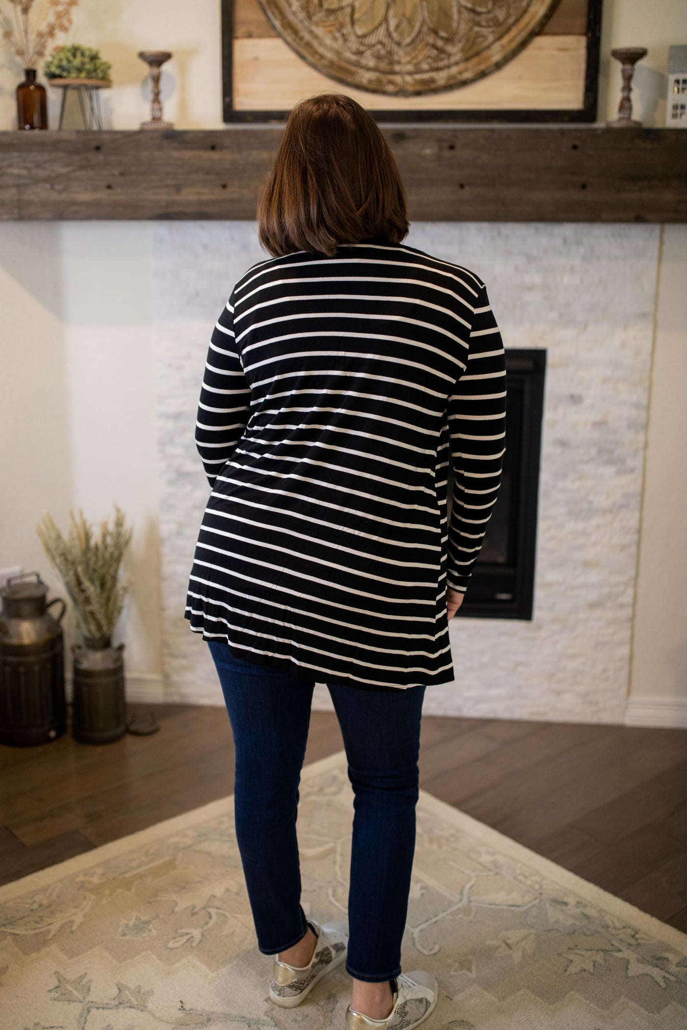 Striped Front Pocket Cardigan-Sweater-Zenana-Stella Violet Boutique in Arvada, Colorado